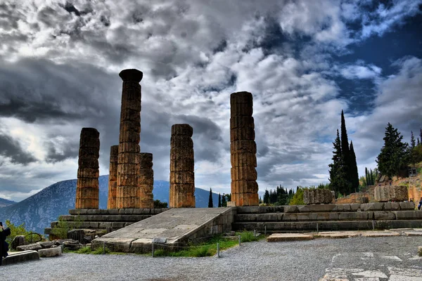 Vista Los Principales Monumentos Grecia Delfos Delphi Oraculo Delfos Oráculo — Fotografia de Stock