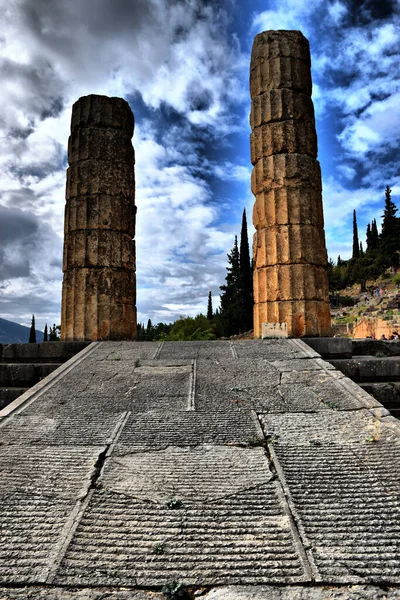 Vista Los Principales Monumentos Grecia Delfos Delphi Oraculo Delfos Oracle — Stock Photo, Image