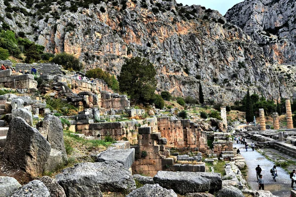 Vista Los Principales Monumentos Grecia Delfos Oraculo Delfos Оракул Дельфів — стокове фото