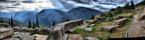 Vista Los Principales Monumentos Grecia Delfos Delphi — Stock fotografie