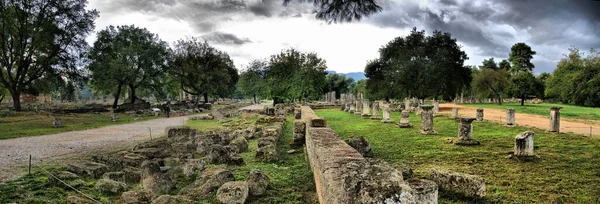 Vista Los Principales Monumentos Grecia Olimpia Olimpia Templo Zeusz Jogdíjmentes Stock Képek