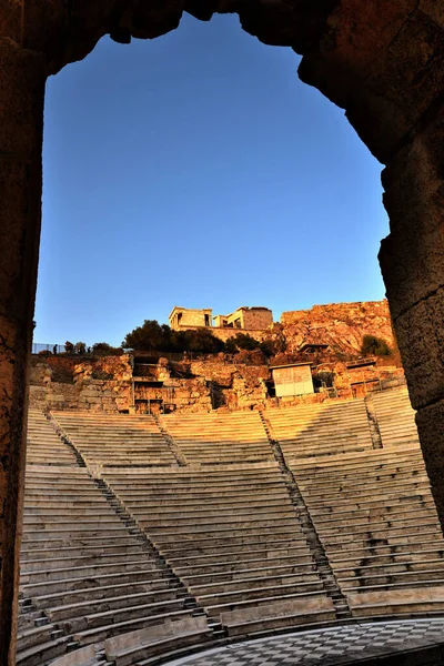 Vista Los Principales Monumentos Atenas Гресія Акрополь Teatro Dionisio — стокове фото