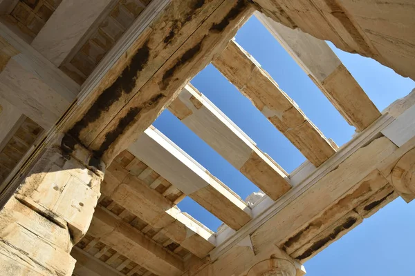 Vista Los Principales Monumentos Sitios Atenas Grecia Acropolis Entrada Los — Stock Photo, Image