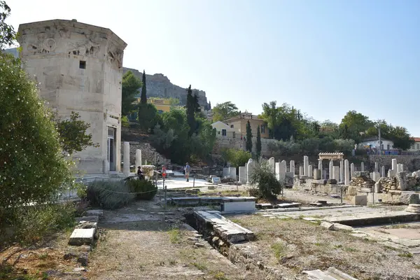 Vista Los Principales Monumentos Sitios Atenas Griechenland Agora Romana — Stockfoto