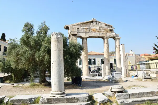 Vista Los Principales Monumentos Sitios Atenas Griechenland Agora Romana — Stockfoto