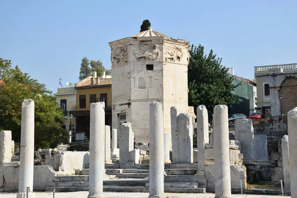 Vista Los Principales Monumentos Sitios Atenas Griechenland Agora Romana — Stockfoto