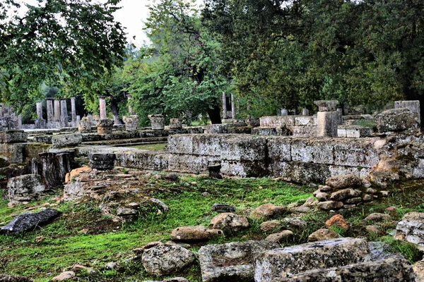 Vista Los Principales Monumentos Sitios Grecia Ruinas Olimpia Olympie Templo — Photo