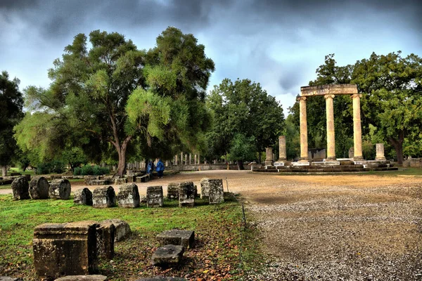 Vista Los Principales Monumentos Sitios Grecia Ruinas Olimpia Olympia — Stockfoto
