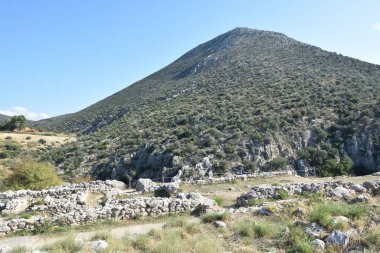 Vista de los Principales monumentos y sitios de Grecia. Ruinas de Micenas (Mycenae). Ciudad de Agamenon (Agamemnon). 