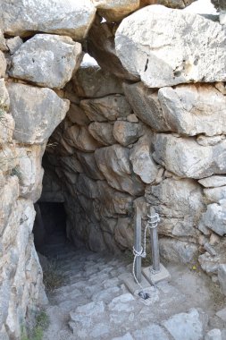 Vista de los Principales monumentos y sitios de Grecia. Ruinas de Micenas (Mycenae). Ciudad de Agamenon (Agamemnon). 