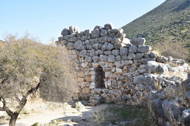 Vista de los Principales monumentos y sitios de Grecia. Ruinas de Micenas (Mycenae). Ciudad de Agamenon (Agamemnon). 