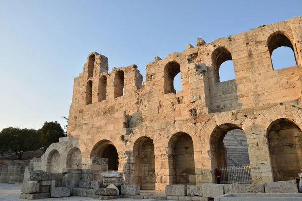 Vista Los Principales Monumentos Sitios Atenas Grecia Ruinas Del Teatro — Stock Fotó