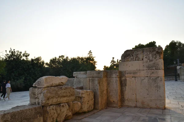 Vista Los Principales Monumentos Sitios Atenas Гресія Ruinas Del Teatro — стокове фото