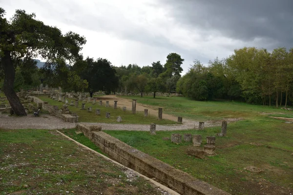 Vista Los Principales Monumentos Sitios Grecia Ruïnas Olympia Templo Zeus — Stockfoto