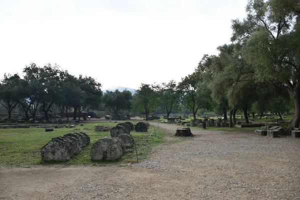 Vista Los Principales Monumentos Sitios Grecia Ruiny Olimpii Templo Zeus — Zdjęcie stockowe