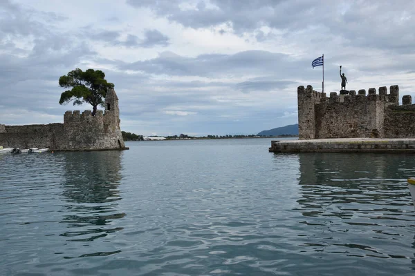 Vista Los Principales Monumentos Grecia Pueblo Lepanto Lugar Batalla Donde — Stockfoto