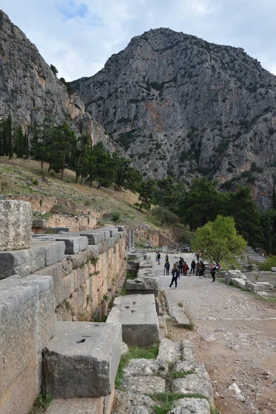 Vista Los Principales Monumentos Grecia Ruinas Delfos Delphi — Stockfoto