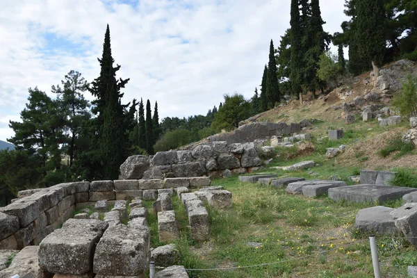 Vista Los Principales Monumentos Grecia Ruinas Delfos Дельфи — стокове фото