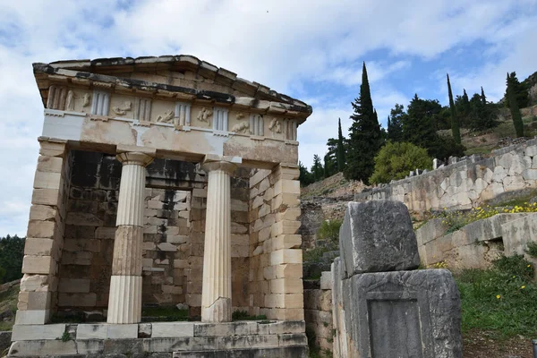 Vista Los Principales Monumentos Grecia Ruinas Delfos Oraculo Delfos — стокове фото