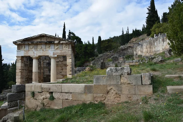 Vista Los Principales Monumentos Grecia Ruinas Delfos Oraculo Delfos — стокове фото