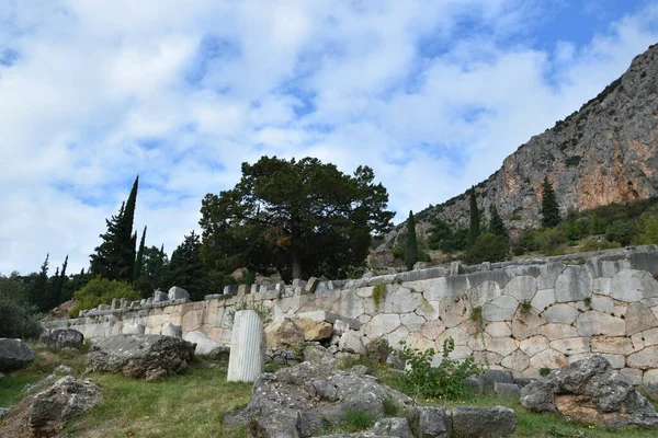 Vista Los Principales Monumentos Grecia Ruinas Delfos Delphi Oraculo Delfos — Stock Photo, Image
