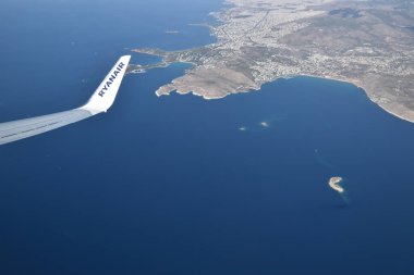 Vista aerea de Grecia, desde el avion. Uçaktan Yunanistan 'ın havadan görünüşü