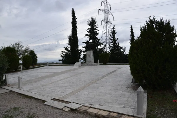 ヴィスタ プリマレスの記念碑は グレシアを飲みます Monumento Los Espartanos Leonidas Lugar Batalla Las — ストック写真