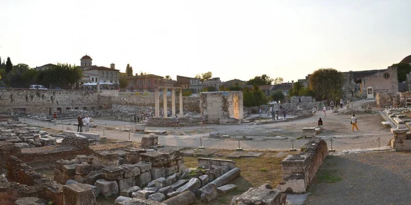 Vista Panoramica Los Principales Monumentos Lugares Atenas Griekenland Agora Romana — Stockfoto