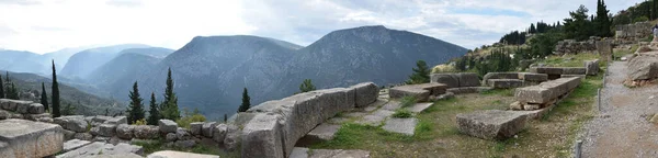 Vista Panoramica Los Principales Monumentos Lugares Grecia Ruinas Antigua Delfos — Stock fotografie
