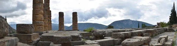 Vista Panoráma Los Principales Monumentos Lugares Grecia Ruinas Antigua Delfos Stock Fotó