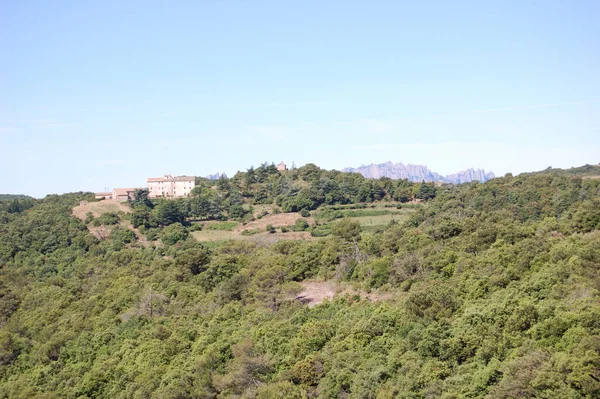 Panorama Los Montes Los Bosques Mola Catalua Vista Montserrat Catalunha — Fotografia de Stock