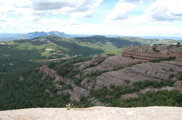 Panorama Los Montes Los Bosques Mola Catalua Vista Montserrat Catalunha — Fotografia de Stock