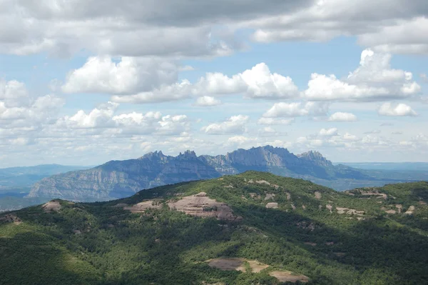 Panorama Los Montes Los Bosques Mola Catalua Vista Montserrat Catalunha — Fotografia de Stock