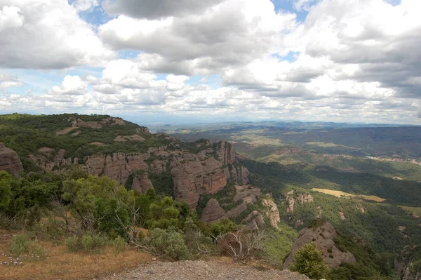 Panorama Los Montes Los Bosques Mola Catalua Vista Montserrat Catalunha — Fotografia de Stock