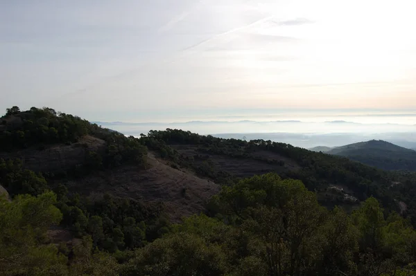 Panorama Los Montes Los Bosques Mola Catalunya Cerca Montserrat 加泰罗尼亚拉莫拉山区和森林全景 — 图库照片