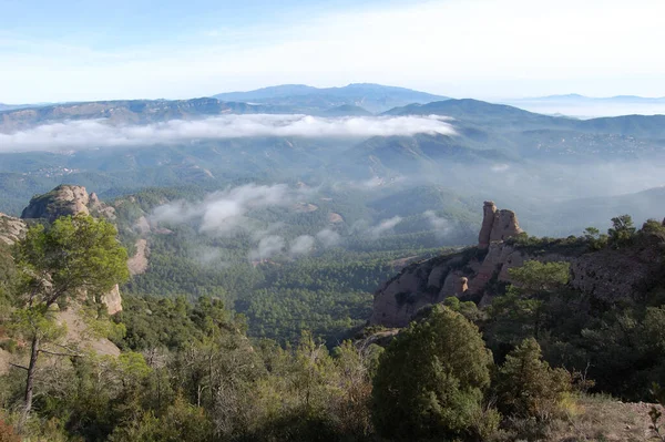 Panorama Los Montes Los Bosques Mola Catalunya Cerca Montserrat Panorama — Fotografia de Stock