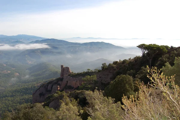 Panorama Los Montes Los Bosques Mola Catalunya Cerca Montserrat Panorama — Fotografia de Stock