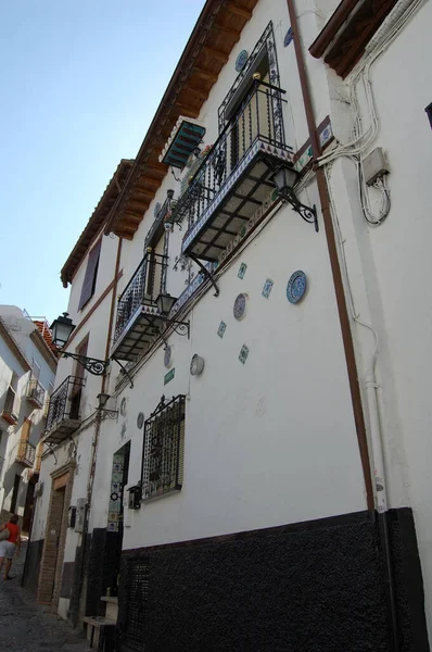 Utsikt Över Granadas Mest Symboliska Gator Och Historiska Byggnader Andalusien — Stockfoto