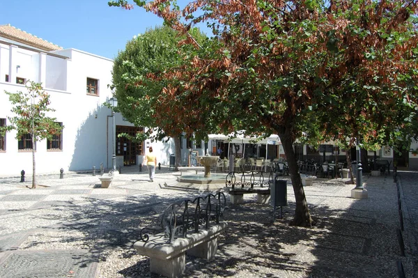 Pohled Nejtypičtější Ulice Historické Budovy Granady Andalusie Španělsko Albaicin Nebo — Stock fotografie