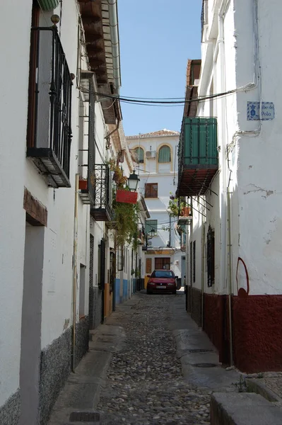 Zicht Meest Karakteristieke Straten Historische Gebouwen Van Granada Andalusië Spanje — Stockfoto