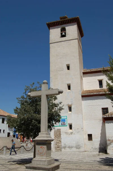 Pohled Nejtypičtější Ulice Historické Budovy Granady Andalusie Španělsko Pozorovatelna San — Stock fotografie