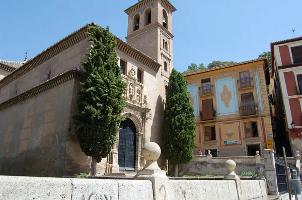 Zicht Meest Karakteristieke Straten Historische Gebouwen Van Granada Andalusië Spanje — Stockfoto