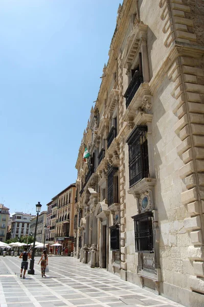 Вид Самые Красивые Улицы Исторические Здания Гранады Андалусия Испания Площадь — стоковое фото