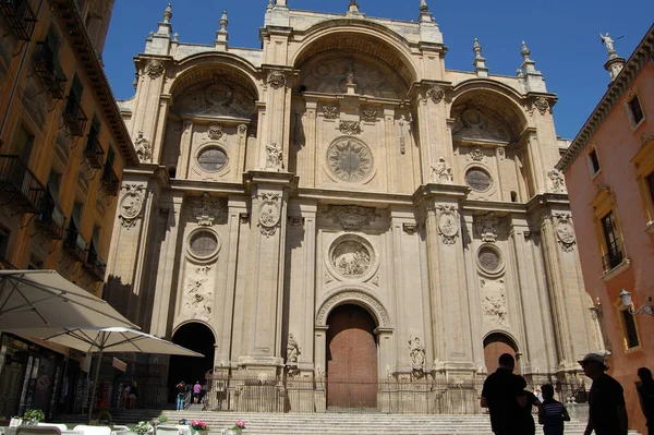 Pohled Nejtypičtější Ulice Historické Budovy Granady Andalusie Španělsko Katedrála — Stock fotografie