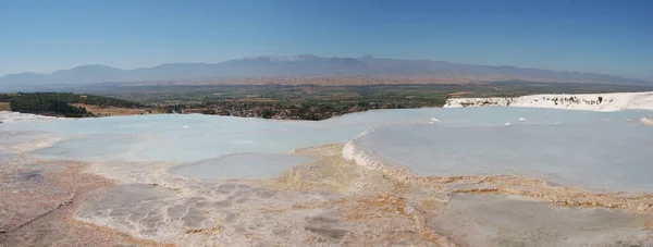 Vista Panorámica Los Antiguos Baños Romanos Pamukkale Anatolia Turquía Junto —  Fotos de Stock