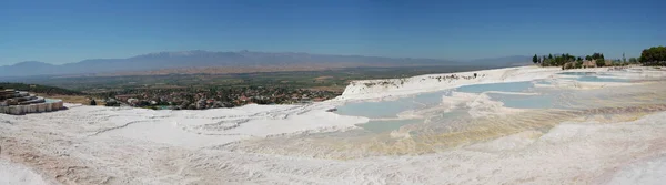 Panoramatický Výhled Starověké Římské Lázně Pamukkale Anatolia Turecko Vedle Římských — Stock fotografie