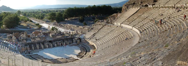 Panorámás Kilátás Ephesus Színház Ókori Római Romjaira Törökország — Stock Fotó