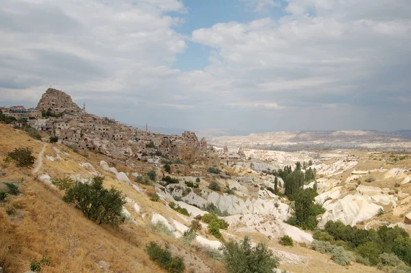 Starożytna Wioska Troglodytów Uchisar Kapadocji Anatolia Środkowa Turcja Kominy Wróżkowe — Zdjęcie stockowe