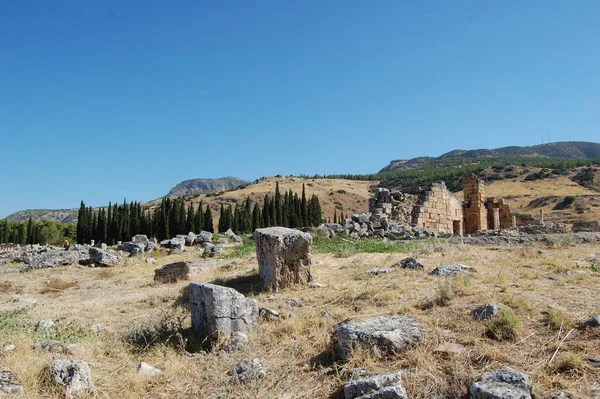 Ancient Roman Ruins Hierapolis Anatolia Turkey Next Natural Hot Springs — Stock Photo, Image