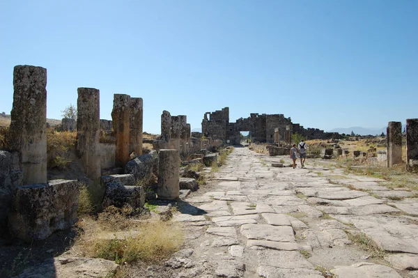 Hierapolis Ókori Római Romjai Anatólia Törökország Pamukkale Természetes Hőforrásai Mellett — Stock Fotó